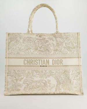 Christian Dior Cream 
Gold Dioriviera Toile De Jouy Large Book Tote Bag RRP £2,550