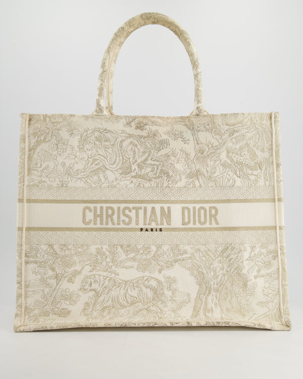 Christian Dior Cream 
Gold Dioriviera Toile De Jouy Large Book Tote Bag RRP £2,550