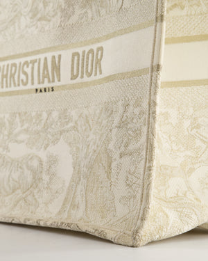 Christian Dior Cream 
Gold Dioriviera Toile De Jouy Large Book Tote Bag RRP £2,550