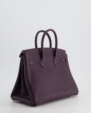 *HOT COLOUR* Hermès Birkin 25cm Retourne Bag in Raisin Togo Leather with Gold Hardware