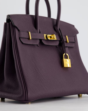 *HOT COLOUR* Hermès Birkin 25cm Retourne Bag in Raisin Togo Leather with Gold Hardware