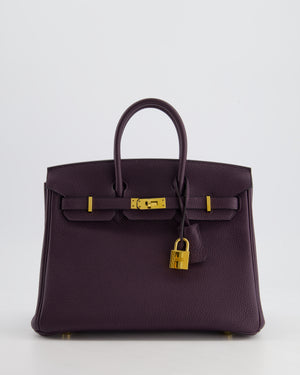 *HOT COLOUR* Hermès Birkin 25cm Retourne Bag in Raisin Togo Leather with Gold Hardware