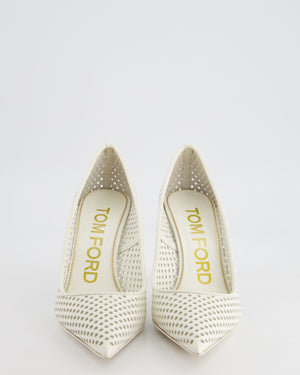 Tom Ford White Perforated Leather Heels Size EU 38