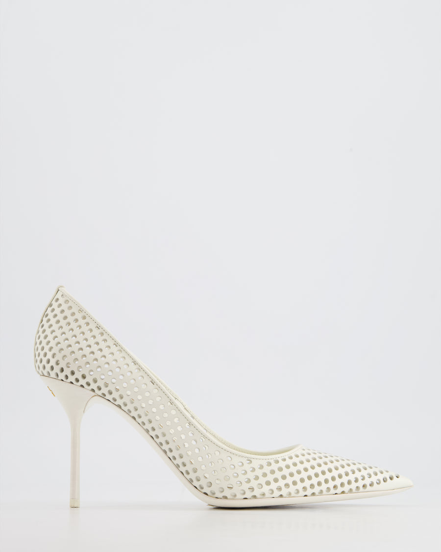 Tom Ford White Perforated Leather Heels Size EU 38