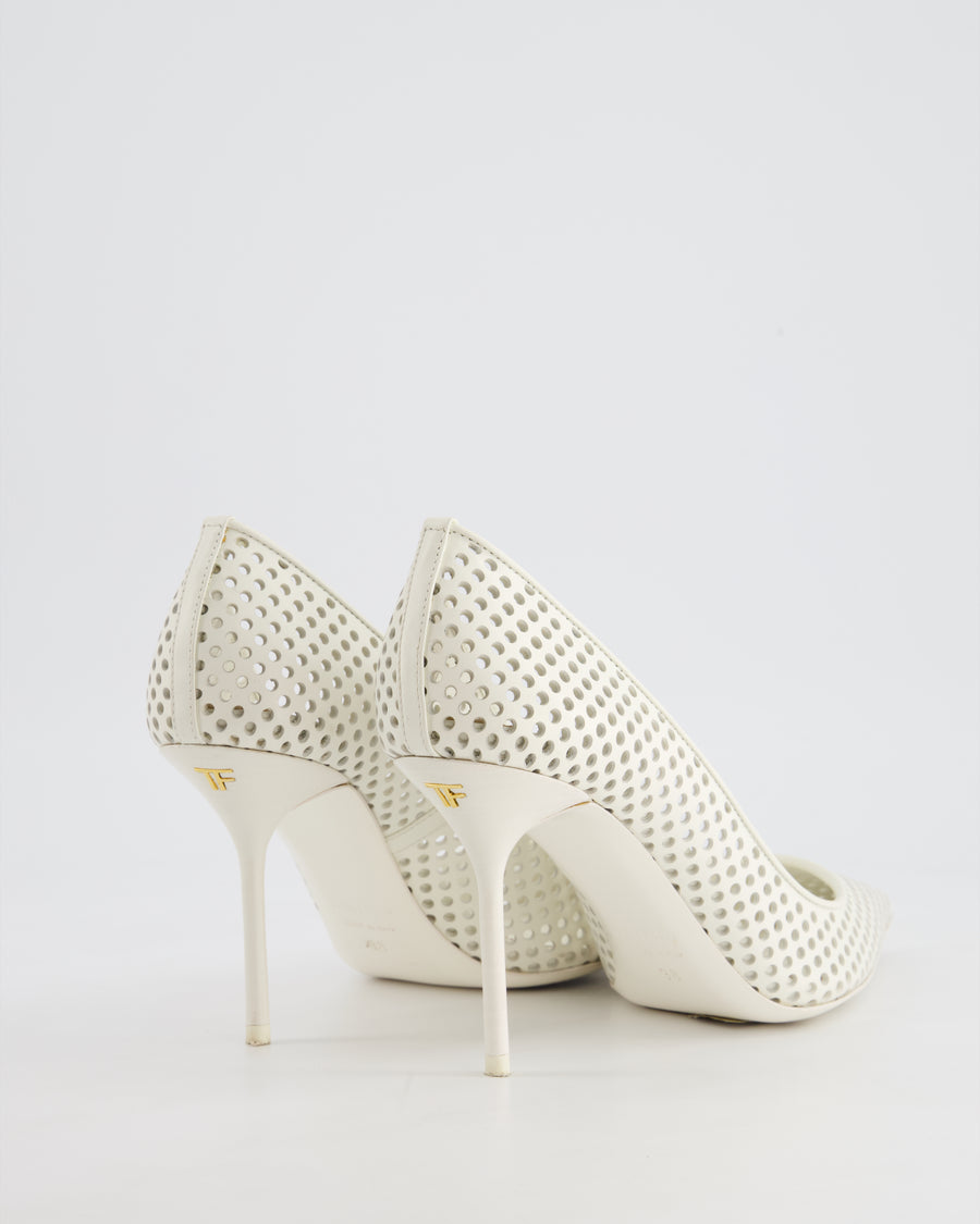 Tom Ford White Perforated Leather Heels Size EU 38