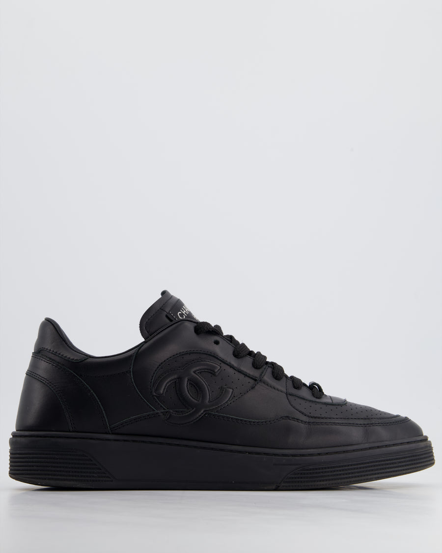 Chanel Black 23A Leather Sport Runner Lace Up Men
s Sneaker with CC Logo Detail Size EU 45