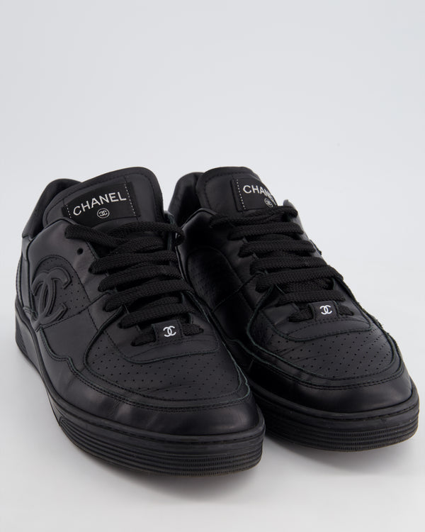 Chanel Black 23A Leather Sport Runner Lace Up Men
s Sneaker with CC Logo Detail Size EU 45