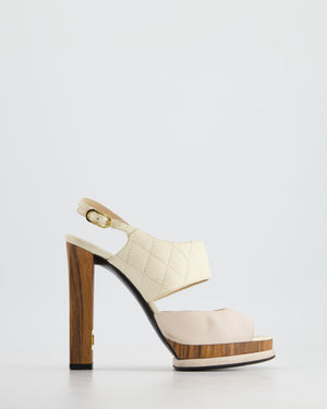 Chanel Platform Heels with Quilted Leather,  Wooden Details 
CC LogoSize EU 36.5