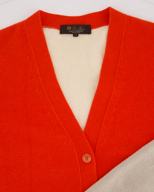 Loro Piana Cream, Grey and Red Cashmere Button Down Cardigan IT 38 (UK 6)