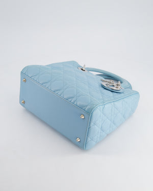 Christian Dior Sky Blue Medium Lady Dior Bag in Cannage Lambskin Leather with Silver Hardware RRP £5,300