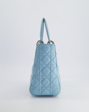 Christian Dior Sky Blue Medium Lady Dior Bag in Cannage Lambskin Leather with Silver Hardware RRP £5,300