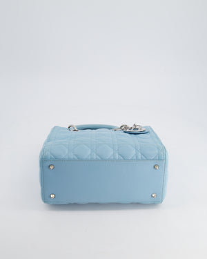 Christian Dior Sky Blue Medium Lady Dior Bag in Cannage Lambskin Leather with Silver Hardware RRP £5,300