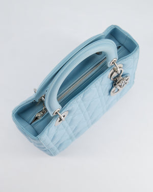 Christian Dior Sky Blue Medium Lady Dior Bag in Cannage Lambskin Leather with Silver Hardware RRP £5,300