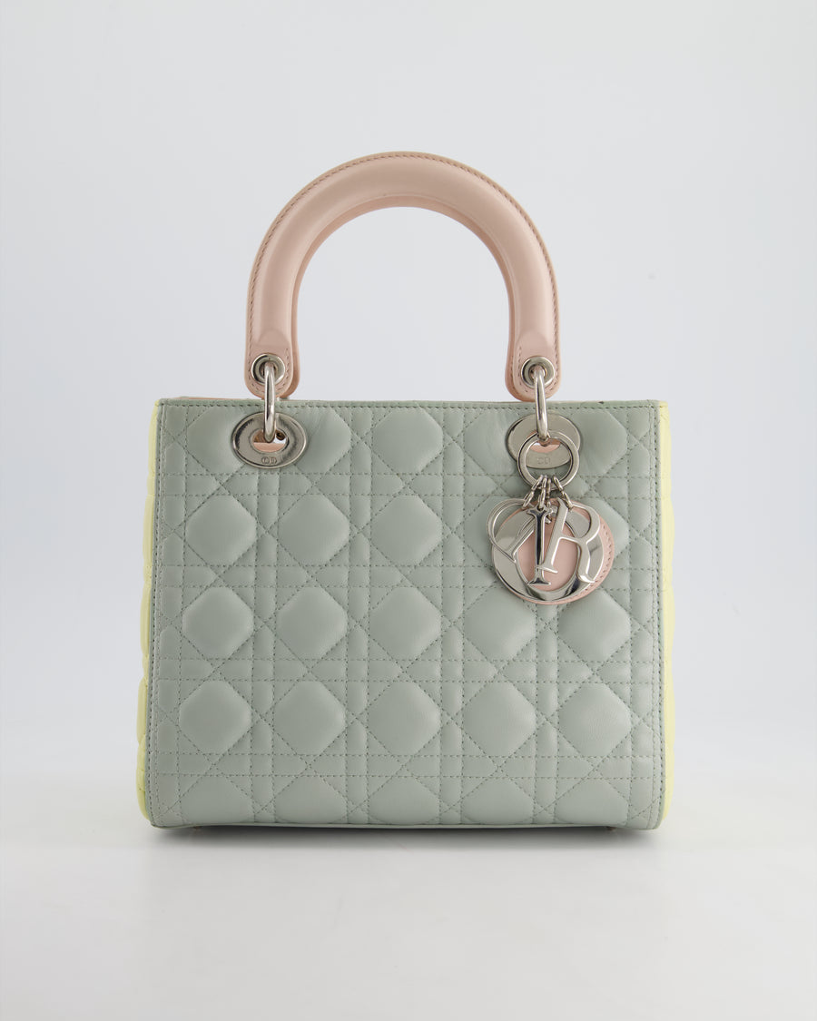 Christian Dior Tricolour Medium Lady Dior Bag in Cannage Lambskin Leather with Silver Hardware RRP £5,300