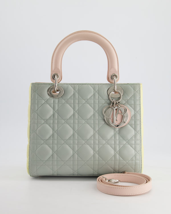 Christian Dior Tricolour Medium Lady Dior Bag in Cannage Lambskin Leather with Silver Hardware RRP £5,300