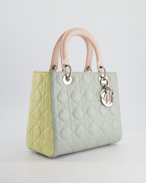 Christian Dior Tricolour Medium Lady Dior Bag in Cannage Lambskin Leather with Silver Hardware RRP £5,300