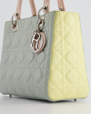 Christian Dior Tricolour Medium Lady Dior Bag in Cannage Lambskin Leather with Silver Hardware RRP £5,300