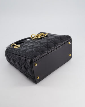 Christian Dior Black Medium Lady Dior Bag in Cannage Lambskin Leather with Gold Hardware RRP £5,300