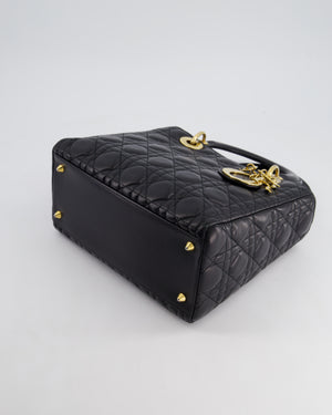 Christian Dior Black Medium Lady Dior Bag in Cannage Lambskin Leather with Gold Hardware RRP £5,300