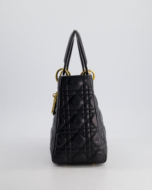 Christian Dior Black Medium Lady Dior Bag in Cannage Lambskin Leather with Gold Hardware RRP £5,300