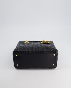 Christian Dior Black Medium Lady Dior Bag in Cannage Lambskin Leather with Gold Hardware RRP £5,300