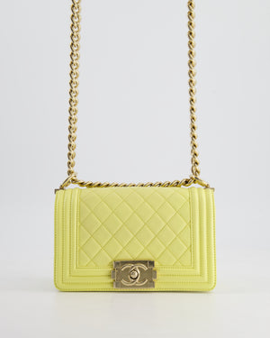 Chanel Yellow Small Boy Bag in Lambskin Leather with Champagne Gold Hardware