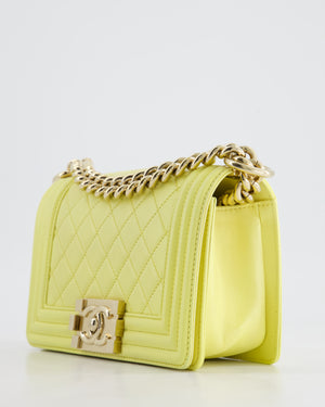 Chanel Yellow Small Boy Bag in Lambskin Leather with Champagne Gold Hardware