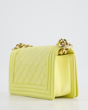 Chanel Yellow Small Boy Bag in Lambskin Leather with Champagne Gold Hardware