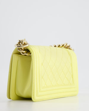 Chanel Yellow Small Boy Bag in Lambskin Leather with Champagne Gold Hardware