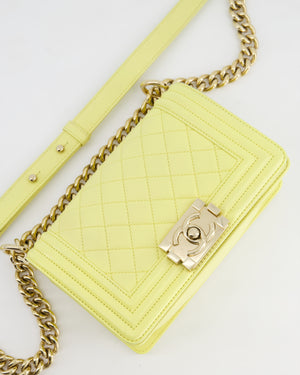 Chanel Yellow Small Boy Bag in Lambskin Leather with Champagne Gold Hardware