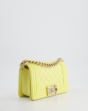 Chanel Yellow Small Boy Bag in Lambskin Leather with Champagne Gold Hardware