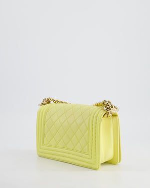 Chanel Yellow Small Boy Bag in Lambskin Leather with Champagne Gold Hardware