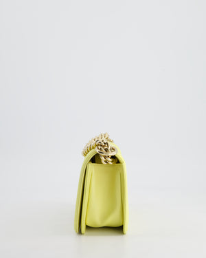 Chanel Yellow Small Boy Bag in Lambskin Leather with Champagne Gold Hardware