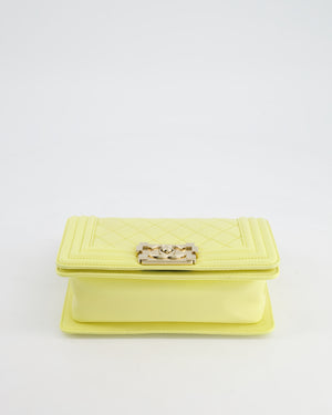 Chanel Yellow Small Boy Bag in Lambskin Leather with Champagne Gold Hardware