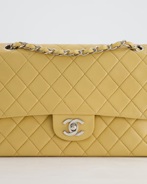 Chanel Vintage Beige Classic Medium Double Flap Bag in Lambskin Leather with Silver Hardware