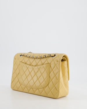 Chanel Vintage Beige Classic Medium Double Flap Bag in Lambskin Leather with Silver Hardware