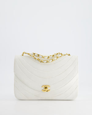 Chanel White Half Moon Curve Flap Vintage Quilted Bag With 24k Gold Hardware