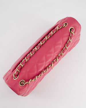 Chanel Deep Pink Classic Jumbo Double Flap Bag in Lambskin Leather and Gold Hardware