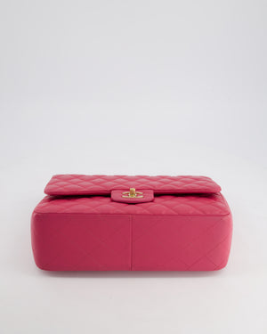 Chanel Deep Pink Classic Jumbo Double Flap Bag in Lambskin Leather and Gold Hardware