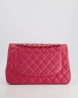 Chanel Deep Pink Classic Jumbo Double Flap Bag in Lambskin Leather and Gold Hardware