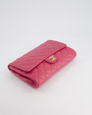 Chanel Pink Timeless Clutch on Chain in Lambskin Leather with Brushed Gold Hardware