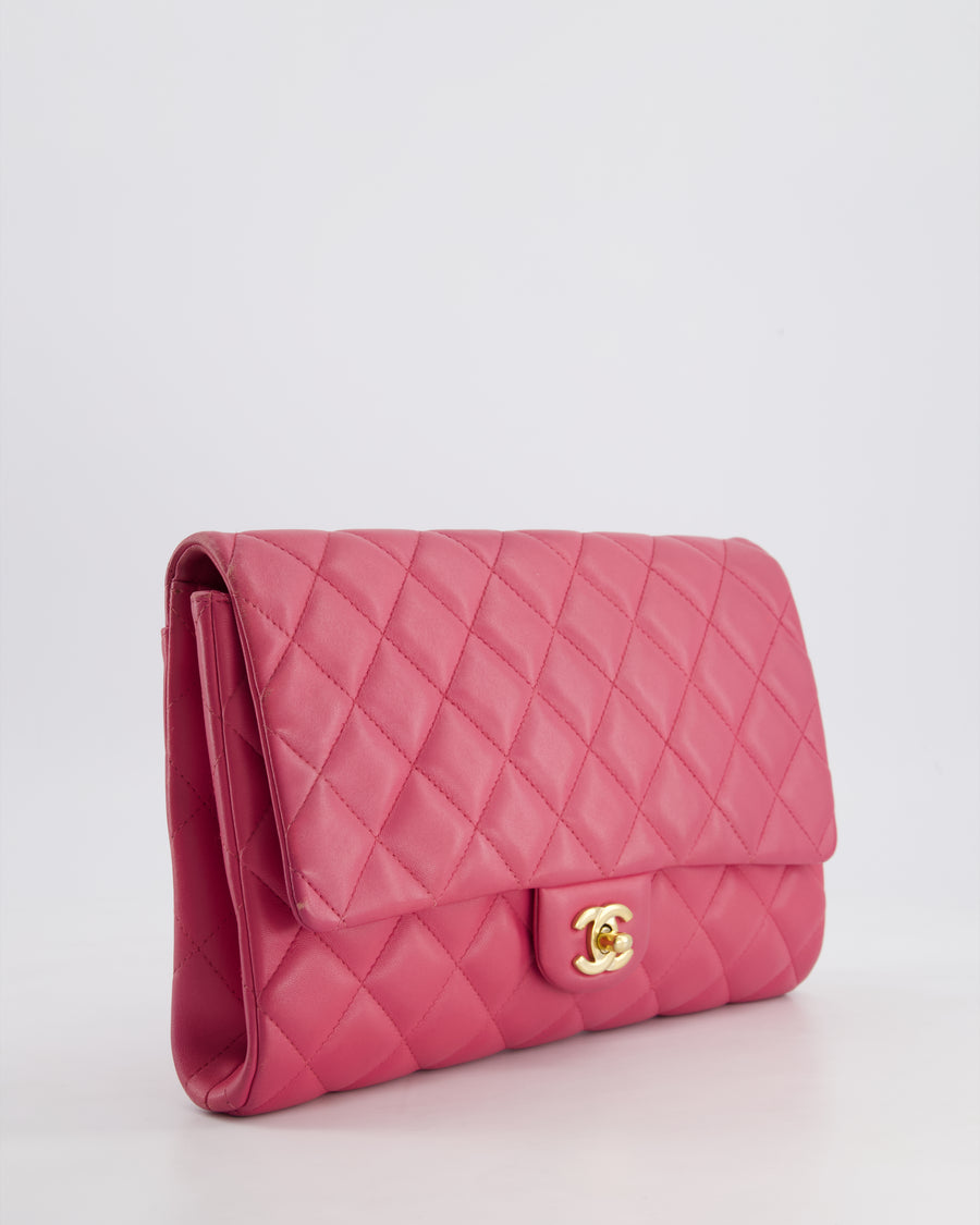 Chanel Pink Timeless Clutch on Chain in Lambskin Leather with Brushed Gold Hardware