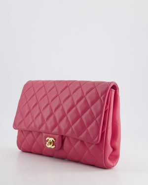 Chanel Pink Timeless Clutch on Chain in Lambskin Leather with Brushed Gold Hardware