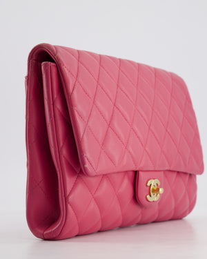 Chanel Pink Timeless Clutch on Chain in Lambskin Leather with Brushed Gold Hardware