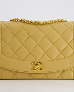 Chanel Vintage Single Flap Diana Bag in Beige Lambskin Leather With 24K Gold Hardware