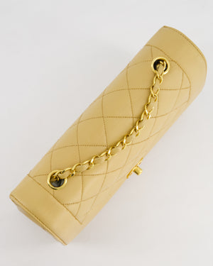 Chanel Vintage Single Flap Diana Bag in Beige Lambskin Leather With 24K Gold Hardware