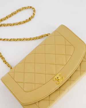 Chanel Vintage Single Flap Diana Bag in Beige Lambskin Leather With 24K Gold Hardware