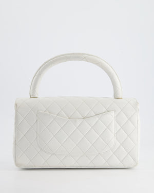 Chanel Vintage White Matelasse Leather Top Handle Bag with 24K Gold Hardware