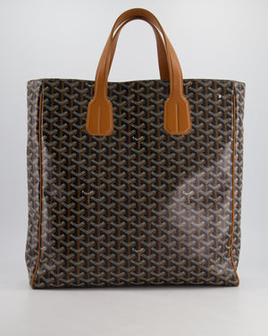 Goyard Voltaire Tan and Black Shoulder Tote Bag in Goyardine Canvas and Chevroches Calfskin