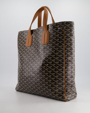 Goyard Voltaire Tan and Black Shoulder Tote Bag in Goyardine Canvas and Chevroches Calfskin